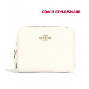 COACH SMALL ZIP AROUND WALLET IN LEATHER IM/CHALK